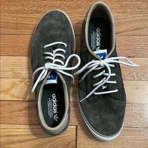 Adidas Green Sneakers with Suede Upper and Padded Collar